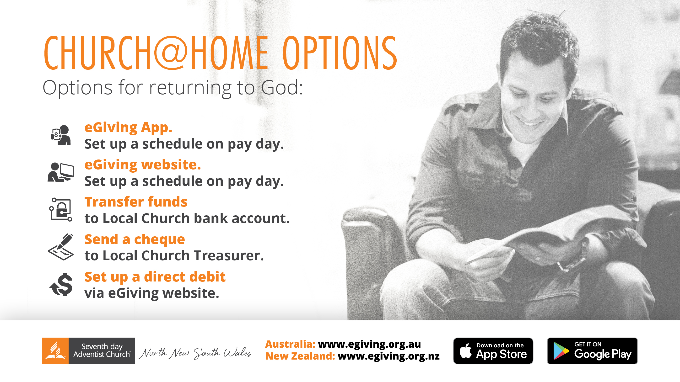 Options for giving tithes and offerings
